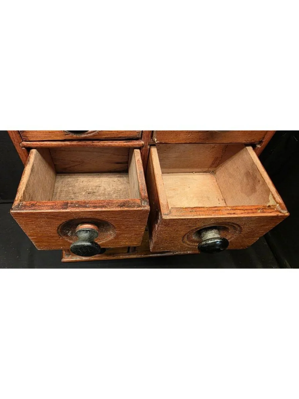 Antique Wood Spice Chest 8 Drawer Apothecary Cabinet Primitive Wall or Tabletop